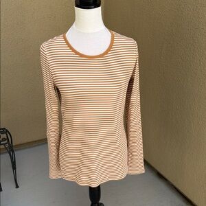 Striped Long Sleeve Top - Brown and White